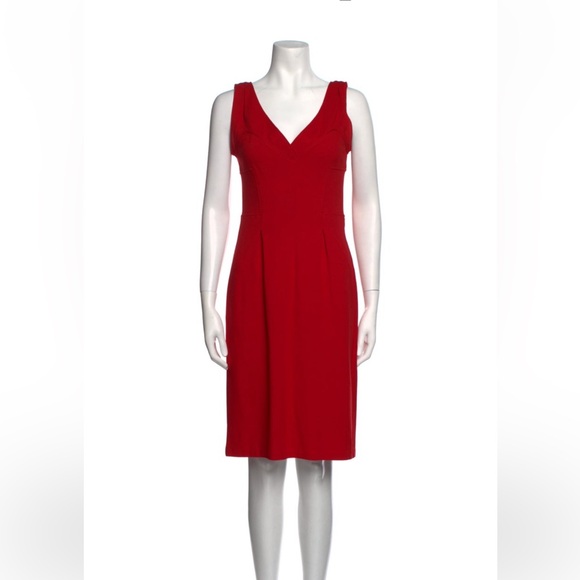 Red Diane Von Furstenberg Duke Knee-Length V-Neck Dress - Picture 3 of 5